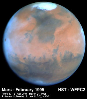 Photo de Mars prise par le télescope spatial Hubble le 25 Février 1995