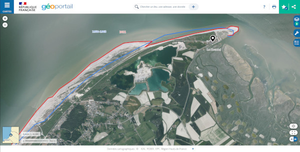 Carte des photographies aériennes de 2021 du secteur de la Pointe du Hourdel