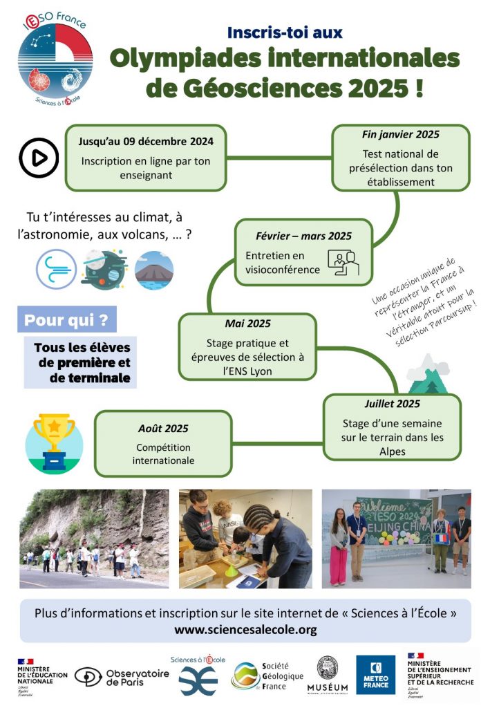 Olympiales internationales de géosciences, inscription à l’édition 2025