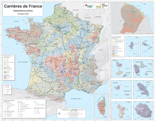 Poster des carrières françaises en activité en 2025