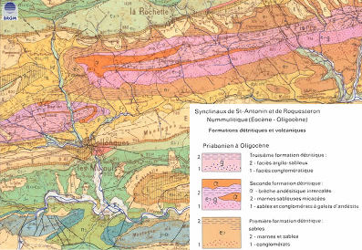 Extrait de la carte géologique de Roquesteron 1/50 000.