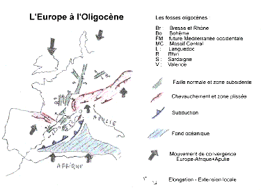 L'Europe à l'Oligocène.