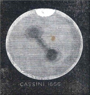 Reproduction d'un schéma de Cassini montrant la calotte polaire Sud de Mars