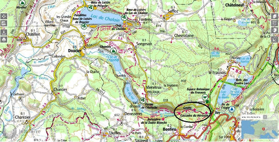 Localisation plus précise des chutes du Hérisson (Jura)