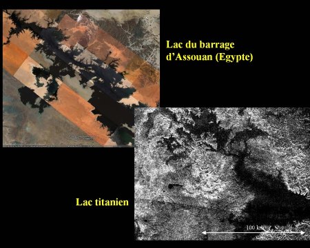 Un lac sur Titan et un lac terrestre à côtes très découpées