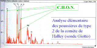 Analyse élémentaire des poussières organiques de la comète de Halley