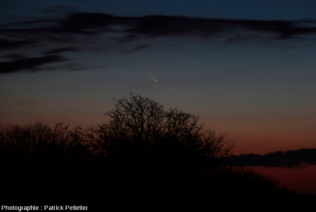 La comète Panstarrs vue depuis la région de Vichy, 14 mars 2013 à 19h54
