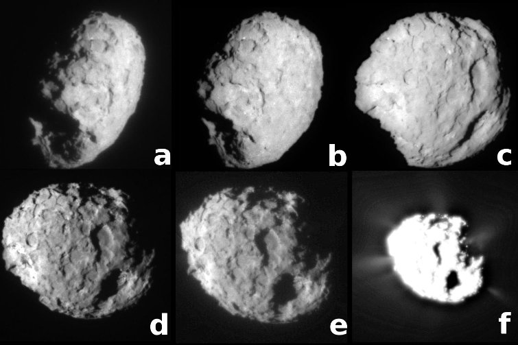 Photographies montrant les divers aspects de la comètes Wild 2 en cours de rotation