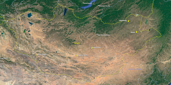 Localisation des principales météorites découvertes en Mongolie