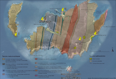 Carte géologique de l'île Port-Cros, îles d'Hyères, Var