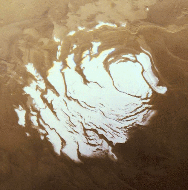La calotte glaciaire du pôle Sud martien