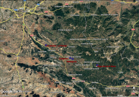 Localisation des sites d’intérêts paléontologiques aménagés pour le public dans le Bassin de Cameros (Espagne)