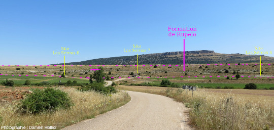 Vue d’ensemble commentée sur trois affleurements du mégasite de Las Sereas (Quintanilla de las Viñas)