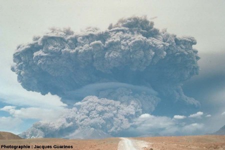 Évolution du panache plinien de l'explosion de 14h25 : Lascar (Chili),19 avril 1993 (3/3)