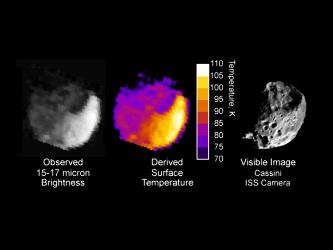 Température à la surface de Phoebé déduite de mesures du rayonnement infra-rouge thermique
