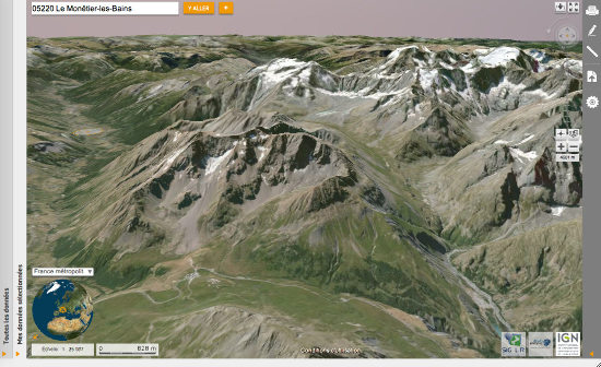 Glaciers rocheux au niveau du col du Lautaret (Hautes-Alpes), le massif du Combeynot vu par VirtualGéo