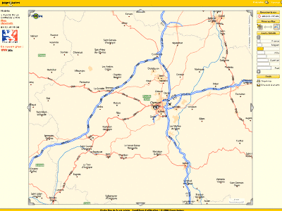 Carte d'une zone de 100 km de large centrée sur Clemont-Ferrand