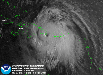 Le cyclone Georges en 1998