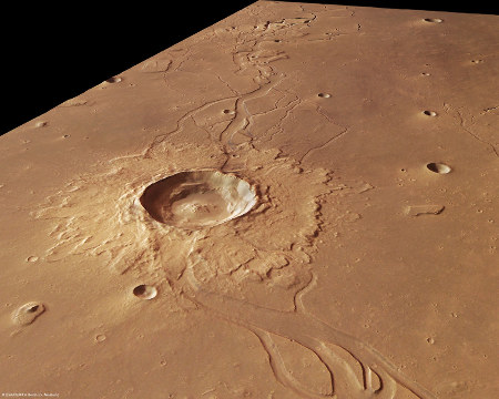 Cratère à éjectas lobés sur Mars