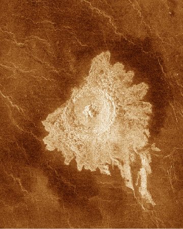 Cratère Aurelia, à éjectas lobés sur Vénus