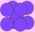 Exemple d'empilement compact de sphères de même taille (comparable à celui des oranges chez l'épicier)