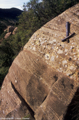 Exemple d'affleurement de roche détritique dans les Corbières (Aude)