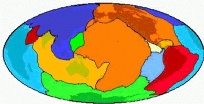 Les 12 grandes plaques tectoniques (carte en projection Mollweide)