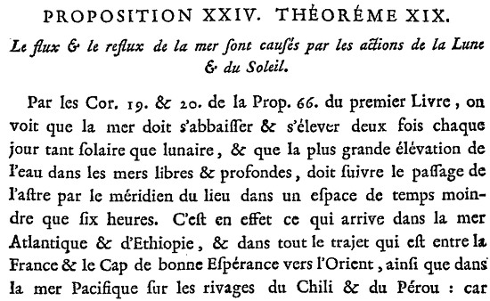 Extrait du texte de Newton, tiré de la seule traduction française de l'ouvrage, par Mme la Marquise du Châtelet, 1759