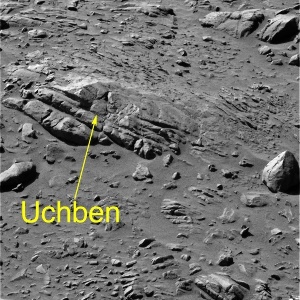 Gros plan sur le rocher Uchhen, d'environ 50 cm de long