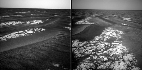 Transition entre les champs de dunes et les etched terrains