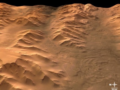 Tithonium Chasma, et Ius Chasma, dans Valles Marineris, Mars