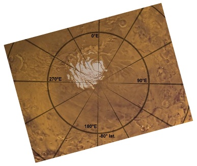 Carte "usuelle" du pôle Sud de Mars