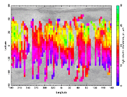 Carte de la teneur en vapeur d'eau juste au-dessus du sol martien