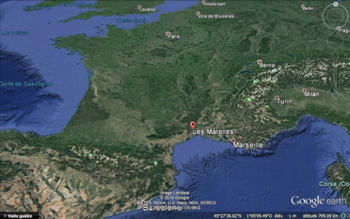 Localisation des Matelles (Hérault) dans le Sud de la France