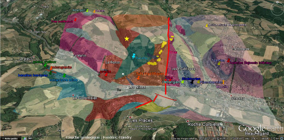 Vue aérienne du secteur de Chessy-les-Mines “habillée” par la géologie