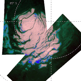 Carte du pôle Sud de Mars obtenue à partir d'une image infra-rouge de la caméra OMEGA