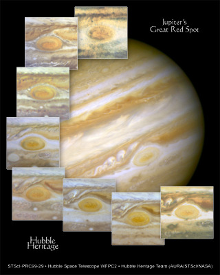 Jupiter, photographies montrant une tempête