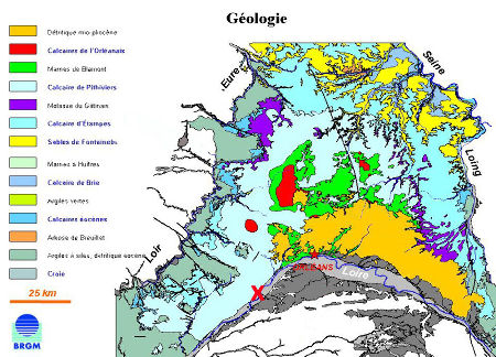 Carte géologique détaillée de la région de la nappe de Beauce