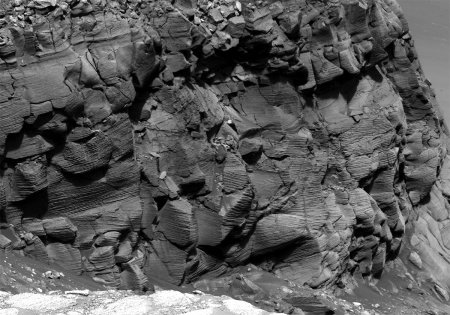 Mars / Opportunity : gros plan sur les stratifications obliques du cap Ste Mary