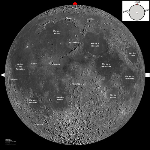 Photographie annotée de la face visible de la Lune