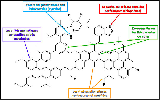 Principales caractéristiques moléculaires de la MOI résumées dans un schéma “qualitatif”