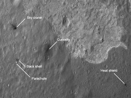 Vue détaillée (MRO) du site d'atterrissage de Curiosity