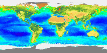 Carte de la répartition de biosphère globale durant l'automne 1997 (sept-vov. 97)