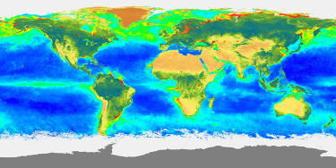 Carte de la répartition de biosphère globale durant l'été 1998 (juin 98 - août 98)