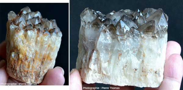 Échantillons de quartz fumés issus de filons hydrothermaux, La Roche d'Agoux (Puy-de-Dôme)