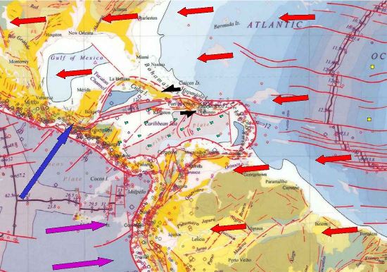 Mouvements absolus des plaques tectoniques dans la région Caraïbe