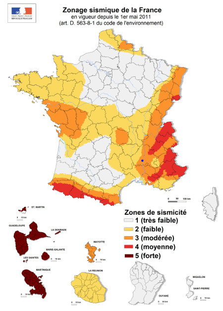 Zonage sismique de la France