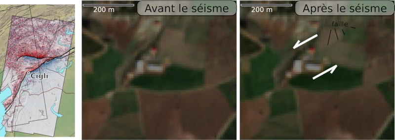 Caractérisation des déplacements par comparaison d'images visible dans la zone du village de Cigli