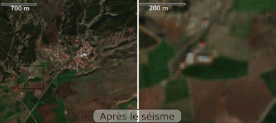 Caractérisation des déplacements par comparaison d'images visibles (zone du village de Cigli)