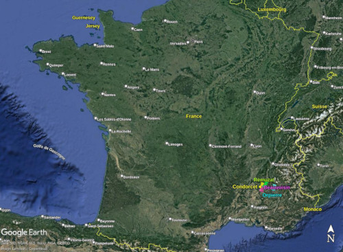 Localisation de quelques sites à septarias du Bassin vocontien dans le Sud-Est de la France